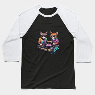 Cool DJ cats retro style Baseball T-Shirt